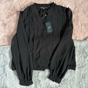 Adrianna papell black long sleeve top
